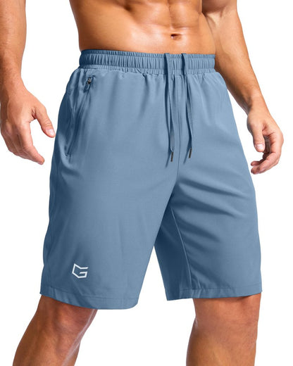 G Gradual Men's Athletic Running Shorts with Zipper Pockets Quick Dry 7"/ 5"/ 9" Workout Gym Shorts for Basketball Hiking(Federalblue,9XXXL)
