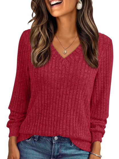 AUTOMET Womens V Neck Long Sleeve Shirt Fall Fashion Tops Tunic Dressy Casual Sweater Clothes Cute Trendy Work Outfits 2025