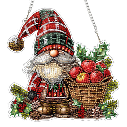 Genius maker Christmas Diamond Art Hanging Kits for Adults, Gnome Diamond Painting Pendant Kits, DIY Acrylic 5D Special Shaped Crystal Diamonds Gem Art Painting Ornament for Home Wall Decor Gift