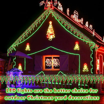 132 Ft 1280 LED Christmas Icicle Lights Extra Long 8 Modes Waterproof Icicle String Light with 240 Drops, Fairy Hanging Lights Decor with Remote for Xmas Wedding Indoor Outdoor Red and Green