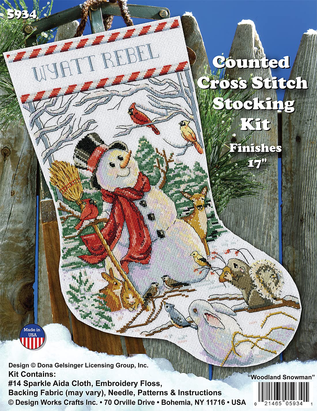 Woodland Snowman Counted Cross Stitch Stocking Kit