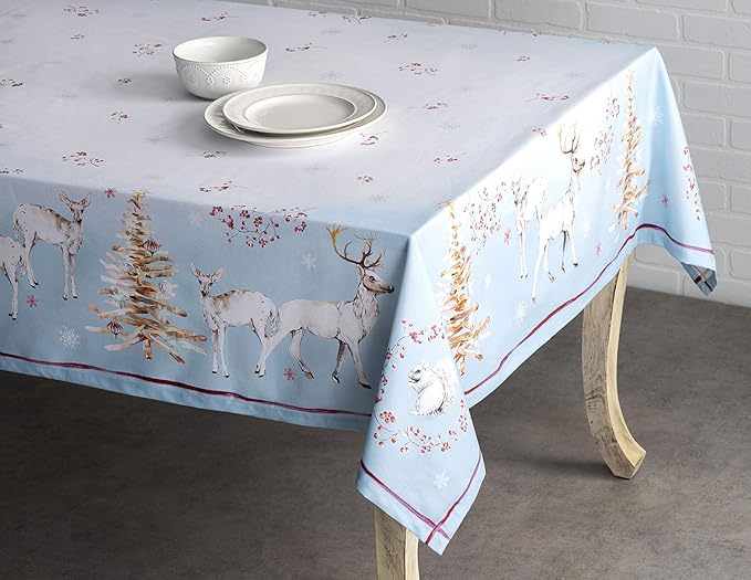 Maison d' Hermine Table Cloth Square Table 100% Cotton 54 x 54 Inches Fall Tablecloth Reusable Everyday Use for Thanksgiving Christmas Decorations Dining Farmhouse Party (Fairy Tale Forest)