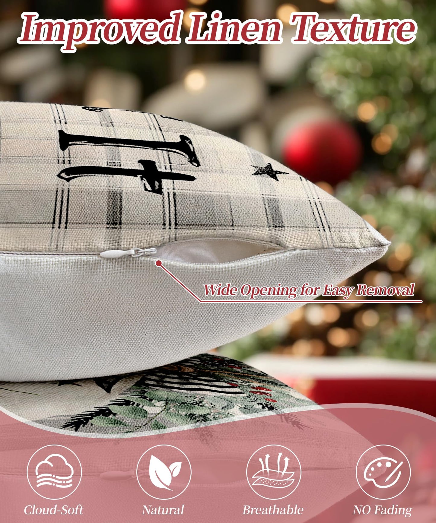 SEGXCFL Christmas Pillow Covers Decorative for Couch Sofa Livingroom Outdoor Christmas Home Decor