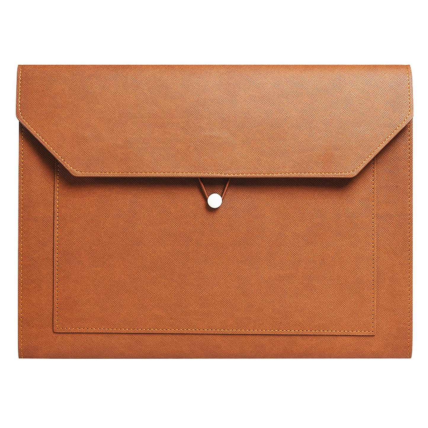 Yufocusqc PU Leather A4 File Folder Document Holder 2 Pockets Portfolio Envelope Folder Case with Elastic String 3/4 Inch Expansion (Brown)