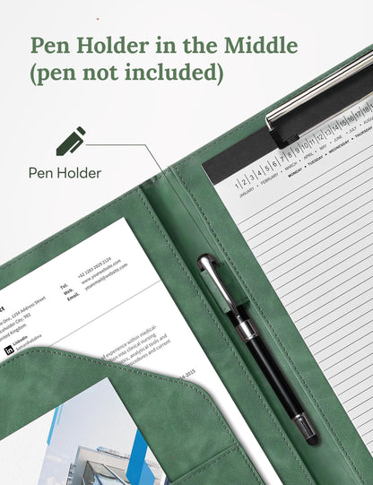Clipboard Folder Padfolio, Mymazn Writing Portfolio Faux Leather Clipboards with Cover for Legal Pad Holder Letter Size A4 8.5 x 11 for Business Conference Notepad Clip Boards