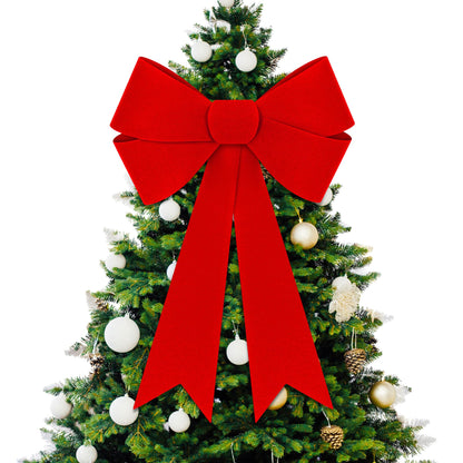 1 PCS Christmas Decorations, 16x24 In Large Christmas Bows, Red PVC Velvet Bows for Christmas Tree, Indoor Outdoor Holiday Xmas Decor Home Wreath Fence Stairs Railing Fireplace Front Door Supplies