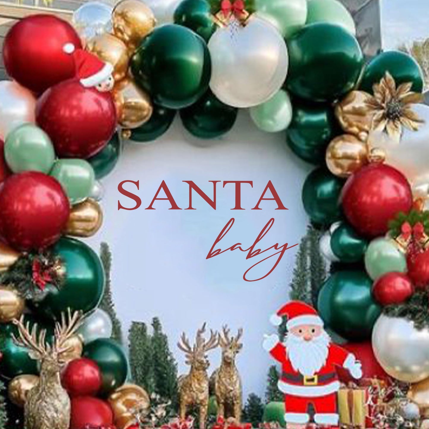 Santa Baby Decal - Christmas Baby Shower Party Sticker,Sign Party Balloon Arch Decorations,Gender Reveal Party Supplies Decorations,Winter Holiday Welcome Party Decor Decal (red)