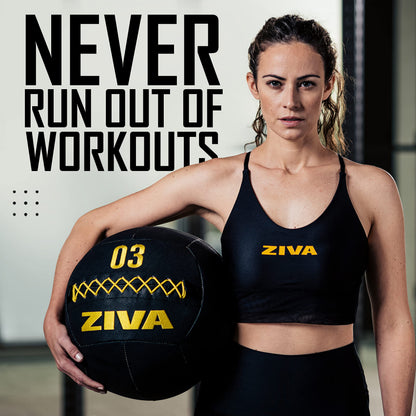 ZIVA Soft Wall Ball – Highly Durable Weighted Exercise Medicine Slam Ball for Strength and Conditoning Workout - 8 lbs, 13.7"