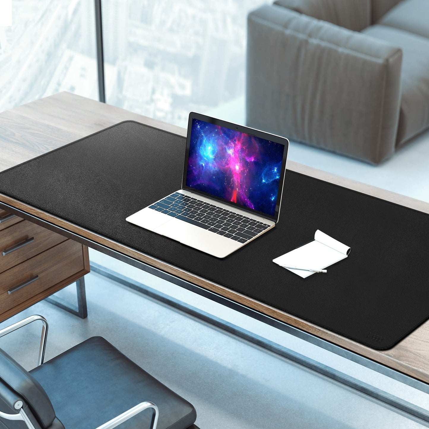 Vyaaa Leather Desk Mat, 63" x 24" Extra Large Desk Pad, Oversized Mouse Pad,Non-Slip Office Desk Pad, Waterproof Desk Blotter for Office and Home (Black)