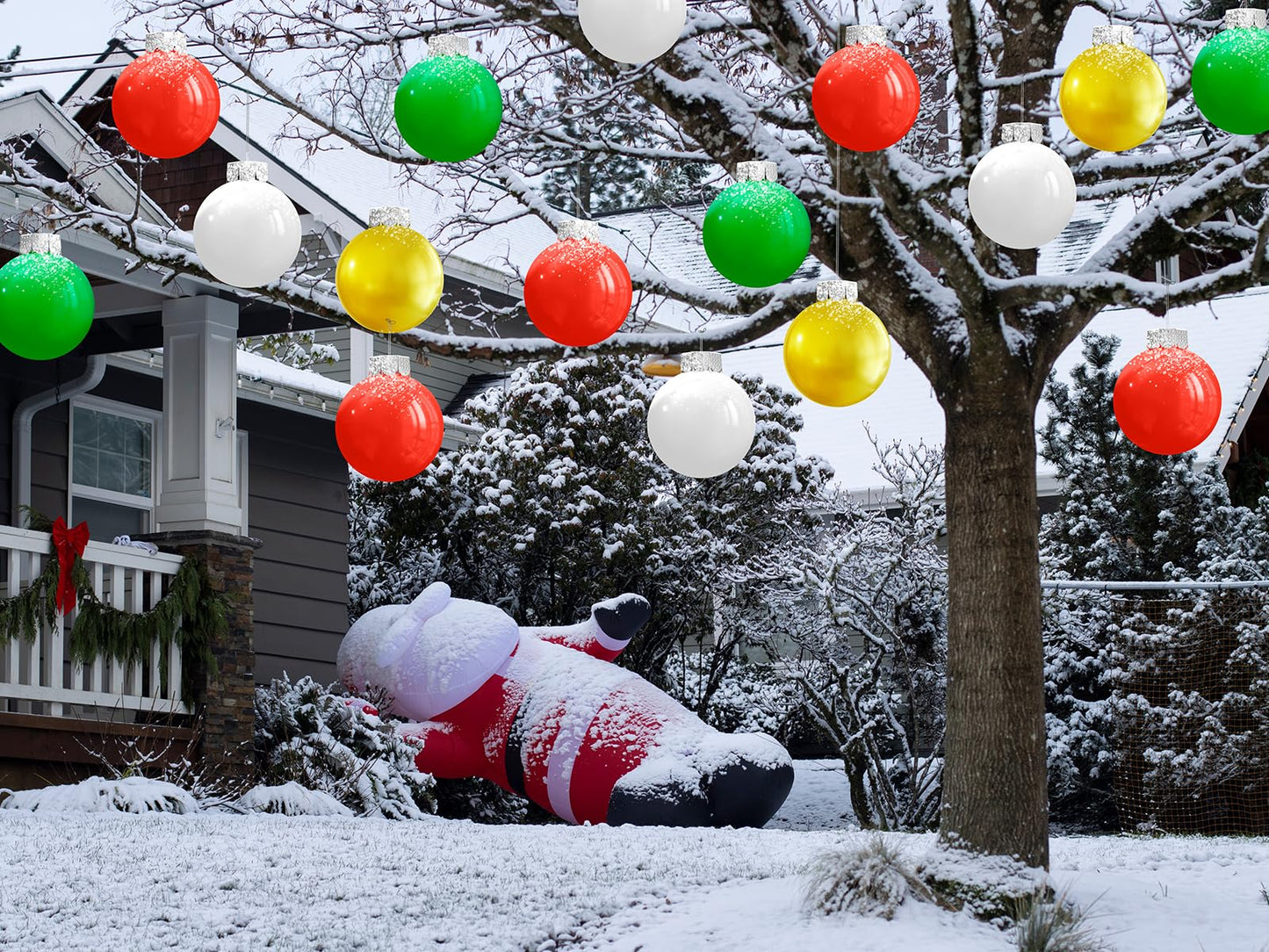 YONTUS 9 Inches Blow up Christmas Ornaments, Inflatable Christmas Balls Outdoor, Christmas Decorations for Porch (8 Pcs)