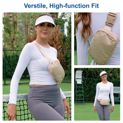 Pander Two Way Zipper Fanny Pack Nylon Everywhere Belt Bag for Women, Water Repellent Waist Packs, Crossbody Bags with Adjustable Strap.