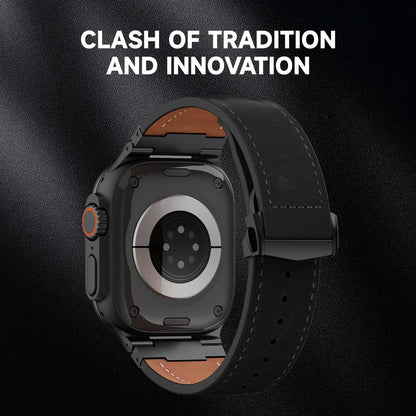 Vintage Genuine Leather Band for Apple Watch Ultra 49mm (2026 Upgrade), Rugged Replacement Strap Compatible with iWatch 46mm 45mm 44mm - for Men Women, Fit Ultra3/2/1, SE 3/2/1, Series11 10/9/8/7/6/5/4