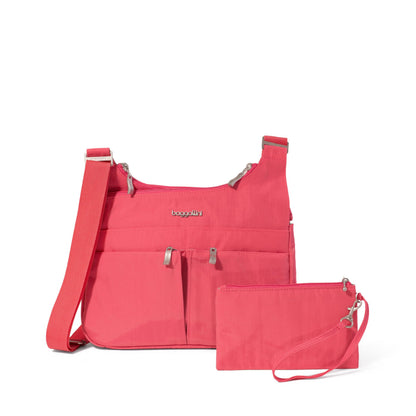 Baggallini Cross Over Crossbody Women 11x8.5 Medium Travel Bag Lightweight Water-Resistant Nylon Organized Handbag Purse