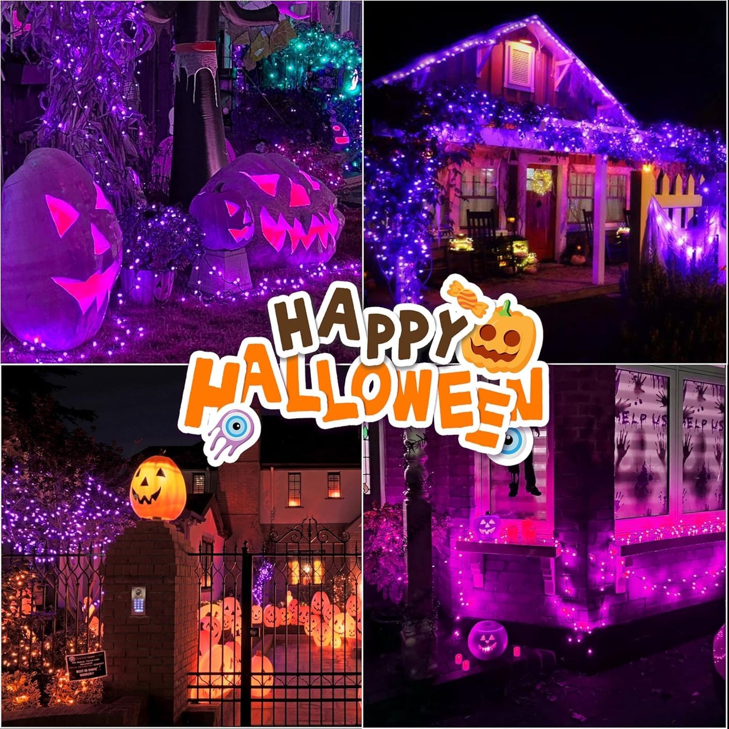 LAMPHOME Halloween Purple String Lights, 100 Mini Fairy Lights Set, Brown Wire 20Ft Traditional Halloween Holiday Décor for Home, Christmas Tree, Bedroom, Patio, Wedding
