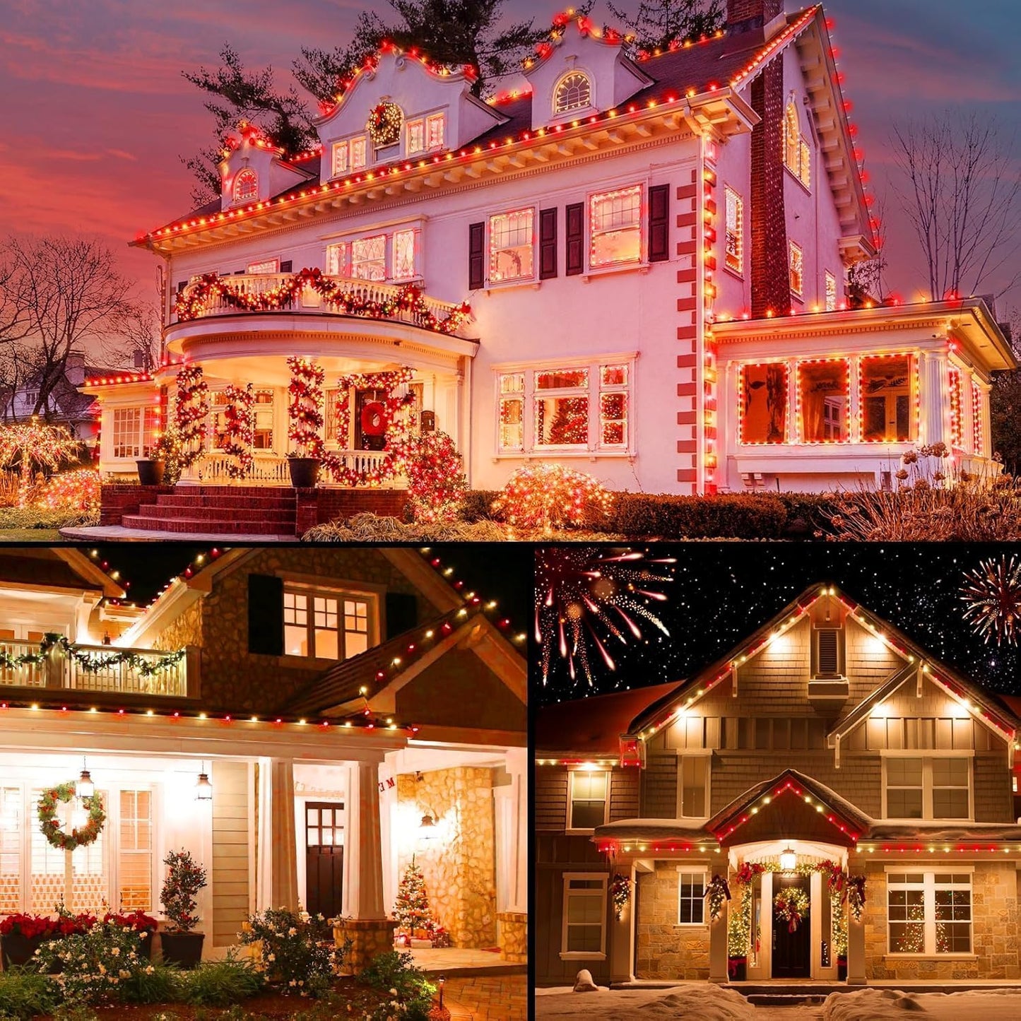 100 Feet Led Christmas Lights, Red and Warm White C9 Christmas String Lights Outdoor, 100 Strawberry Bulbs Connectable UL Certified for Indoor Outdoor Roofline Patio Holiday Party Backyard Decor