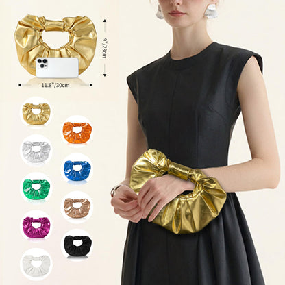 JENSVOIR Clutch Purse for Women - Gold Evening Clutch PU Leather Pleated Bag Designer Purse for Party Prom Wedding