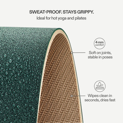 Vesstra Premium Yoga Mat – Sweat-Activated Non-Slip PU Grip I Natural Rubber Base I 4mm for Yoga, Pilates & Workouts