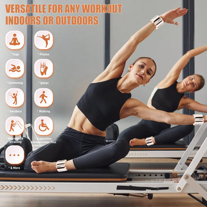 INDEPANDIA Wrist & Ankle Weights for Women and Men, 2lbs Pair Adjustable Silicone Weighted Bangles for Arm & Leg Workouts, Perfect for Pilates, Yoga, Walking & Home Fitness Training Blush Beige