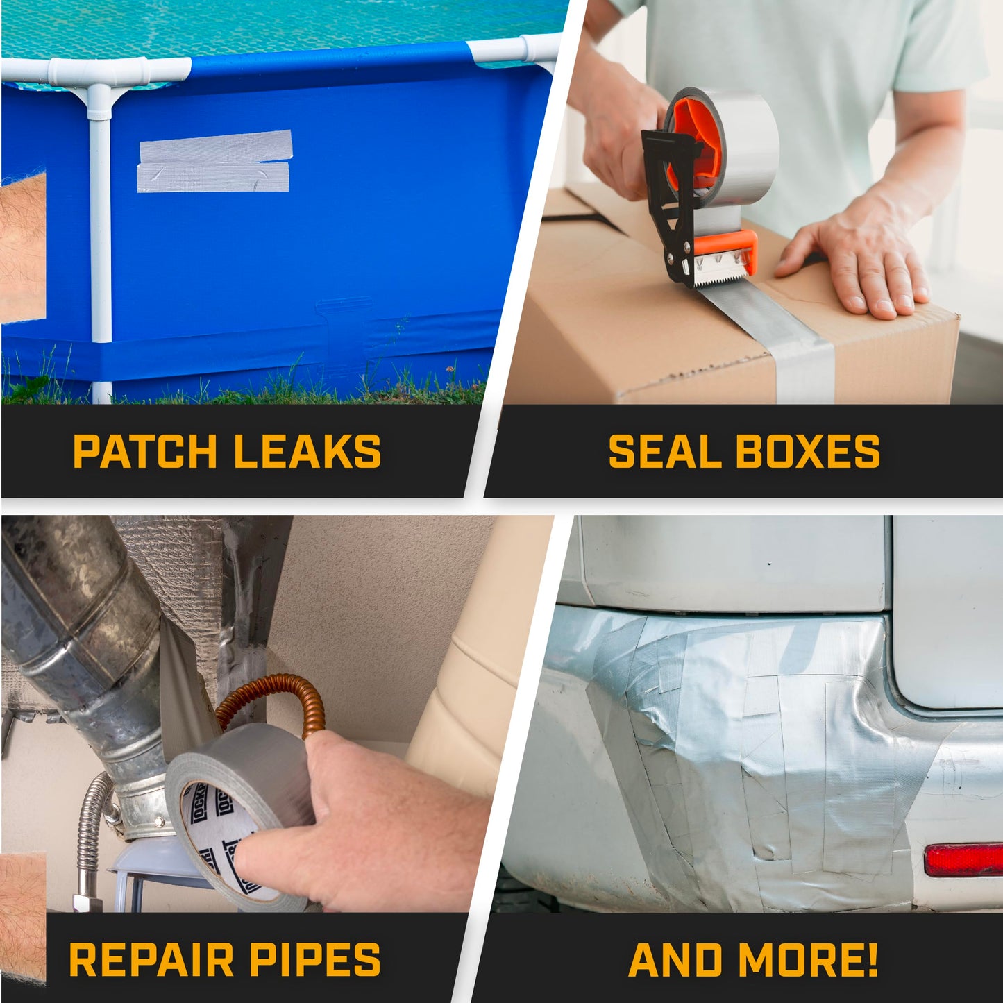 Lockport 5 Pack Duct Tape Heavy Duty Waterproof, Strong Adhesive Silver Duct Tape Bulk for Indoor Outdoor Repairs, Tear by Hand - 30 Yards x 2 Inch