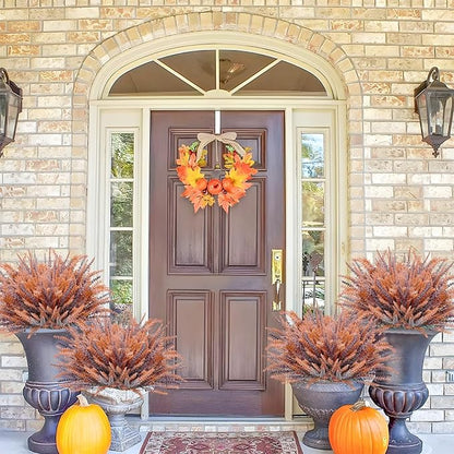 30 Bundles Artificial Fall Flowers Outdoors Fake Fall Lavender Flowers UV Resistant Plastic Faux Fall Plants for Indoor Home Porch Autumn Thanksgiving Fall Decorations (Brown)