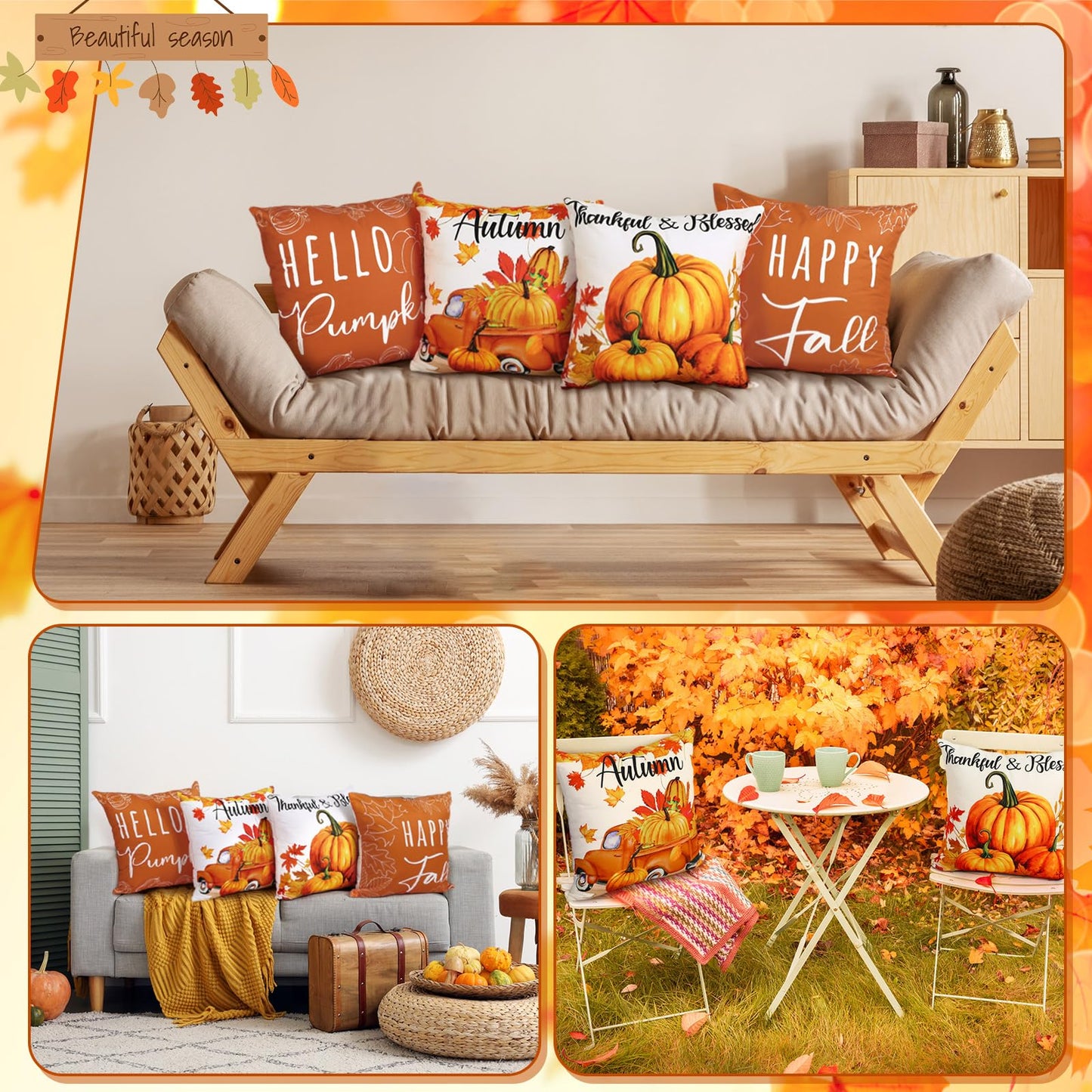 GlikCeil Set of 16 Winter Pillow Covers 18 x 18 Inch Seasonal Throw Pillow Covers Christmas Holiday Pillowcases Decorative Cushion Pillowcases for Farmhouse Home Couch Sofa Decor