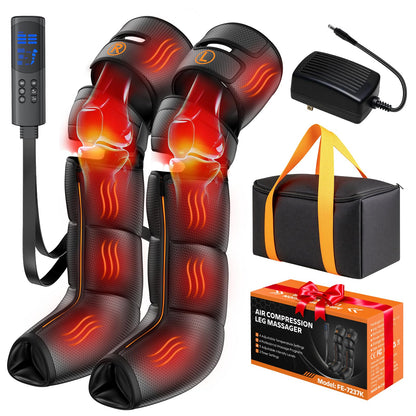 KEATFE Leg Compression Massager with Heat, Air Compression Boots for Circulation & Pain Relief, 6 Modes, 9 Intensities, 3 Heating, Gifts for Women Men Dad Mom Seniors