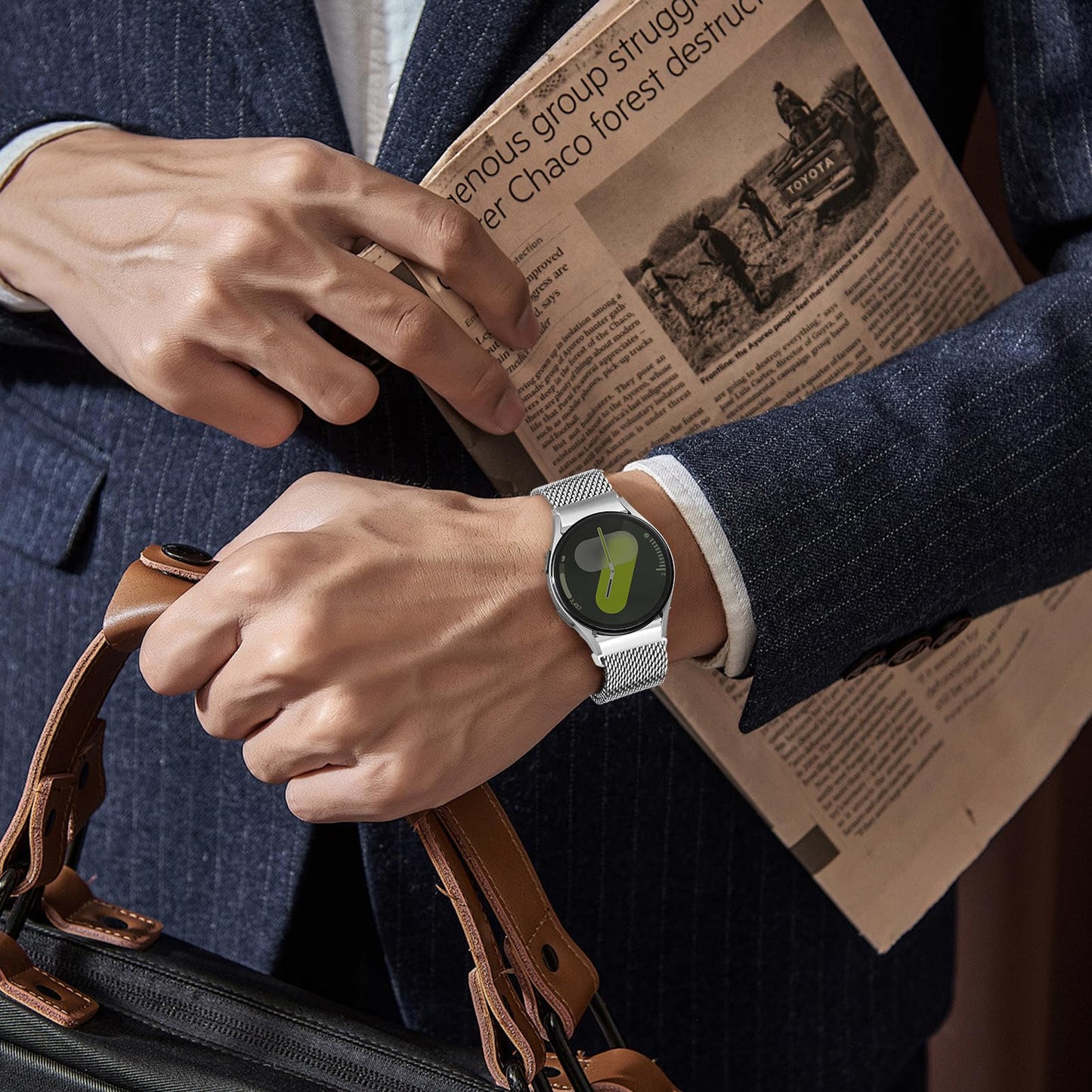Milanese Metal Bands for Samsung Galaxy Watch 7 6 5 4 Band 40mm 44mm/Watch 6 4 Classic Bands 46mm 42mm 47mm 43mm/5 Pro/3 41mm/FE/Active 2 Men/Women,20mm Stainless Steel Mesh Loop Magnetic Strap Correa