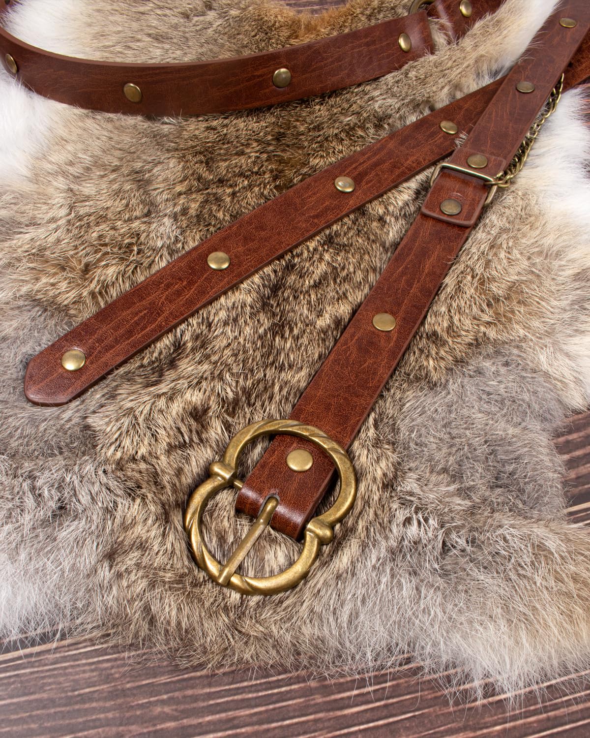 KOTORA Retro Skinny Belt Long Metal Chain Exotic Cross Waist Costume Accessory Medieval Renaissance DIY Dress Cosplay