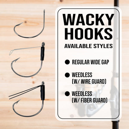 Reaction Tackle Wide Gap Wacky Hooks, Weedless Worm Hooks for Bass, High Carbon Steel Hooks for Stick Worm Soft Plastics, Neko Rig and Finesse Fishing - Size 2/0 Standard (25-Pack)