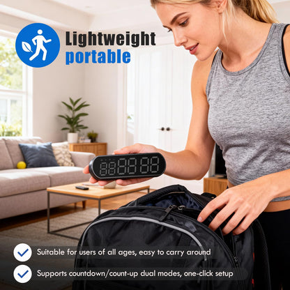 LUDESENIMUE Gym Timer Clock for Home Gym - Portable Workout Timer with 7 Ready-to-Use Modes, 50-Hour Long Battery, Strong Magnetic Base & Clear Display - Ideal for HIIT, Boxing, Outdoor Training