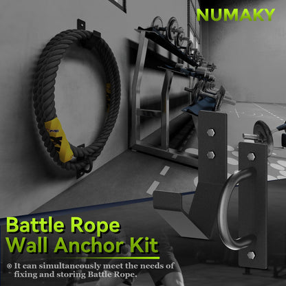 NUMAKY Heavy Duty Battle Rope Wall Anchor with Storage Hook – Includes Screws & Washers for Secure Mounting | Durable Steel Battle Rope Holder for Home and Gym Use