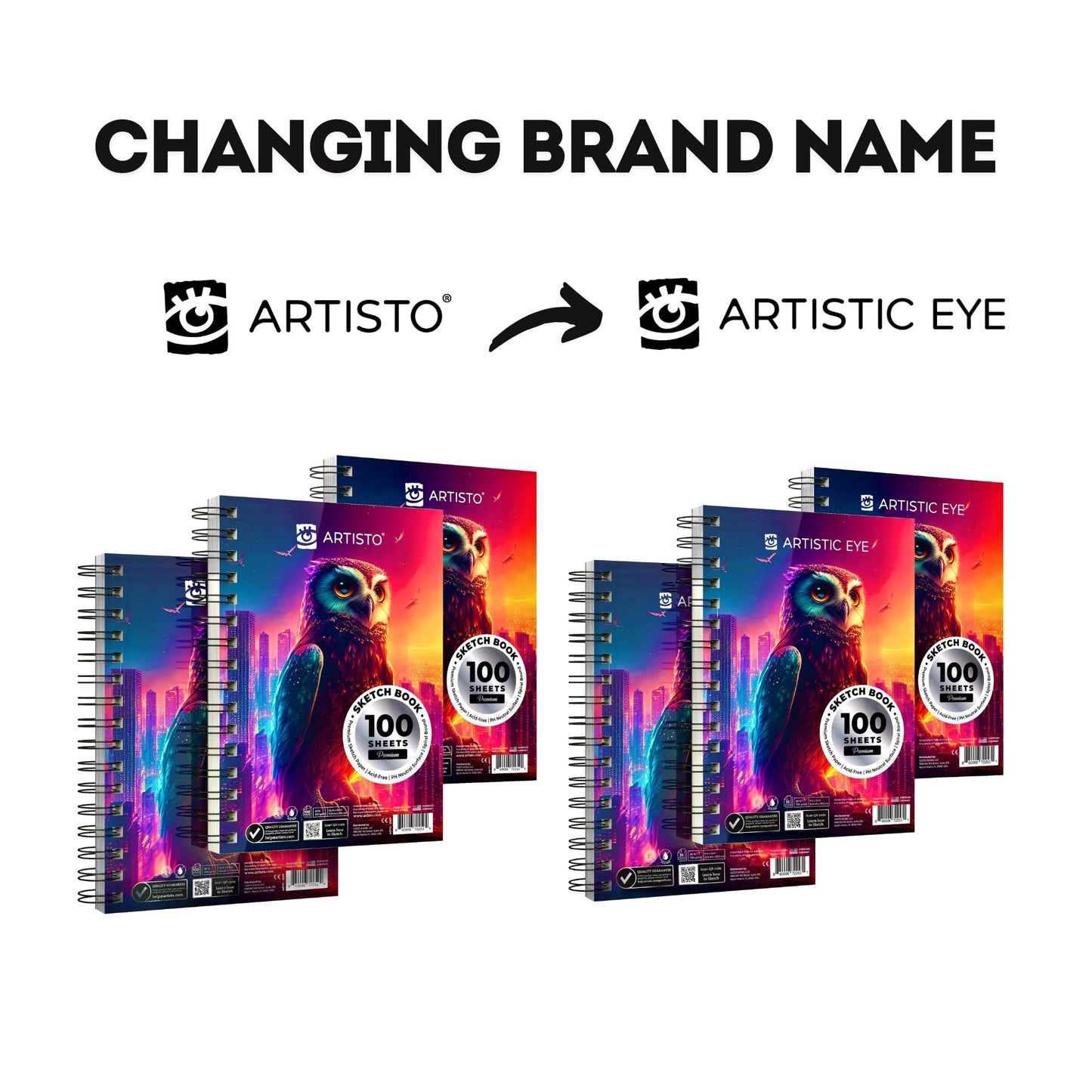 ARTISTIC EYE 5.5X8.5” Premium Sketch Book Set, Pack of 3 (300 Sheets), 68lb (100gsm), Spiral Bound, Acid-Free Drawing Paper, Perfect for Most Dry Media, Ideal for Beginners & Professionals (Set of 3)