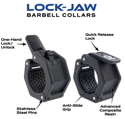 Lock-Jaw Barbell Collars Sport Olympic Barbell Clamps 2 Pcs – Heavy Duty Bar Clamps for 2” & 50mm Olympic Bars – Secure Weight Bar Clamps for Strength Training & Home Gym Accessories – Pink