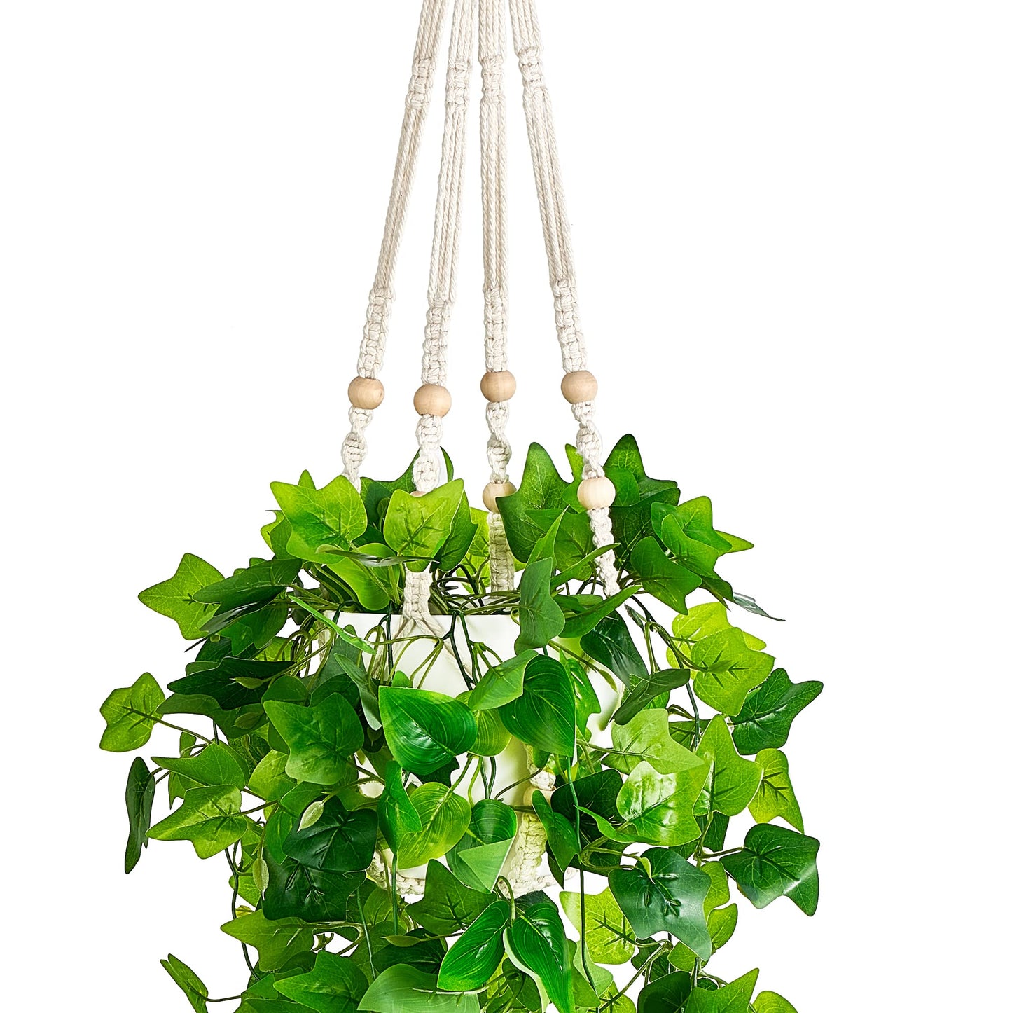 Dahey Fake Hanging Plants Artificial Decor Macrame Hanger with Artificial Vines in Pots Greenery for Wall Ceiling Bedroom Bathroom Indoor Home Decor, 1 Pack