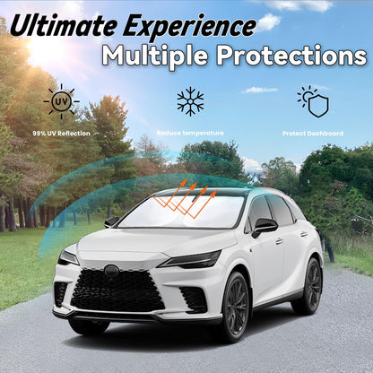 PAIMOHO Windshield Sun Shade for Lexus RX 2010-2015, 2023-2024 RX350/RX350h/RX450h/RX500h, Car Front Window Sunshade with 240T Sun Visor Protector Blocks UV Rays Heat Sun Shield Accessories