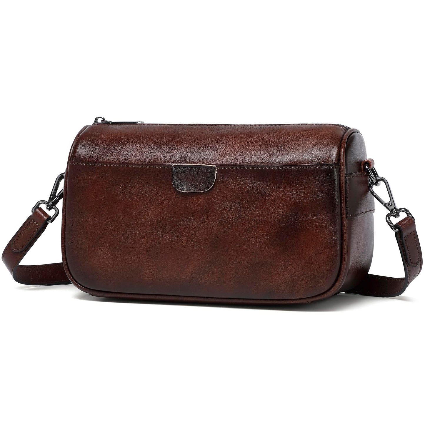 Genuine Leather Crossbody Purses Bag for Women,Travel Casual Handbag Bag, Small Shoulder Cross body Purse with Two Adjustable Straps (Coffee)