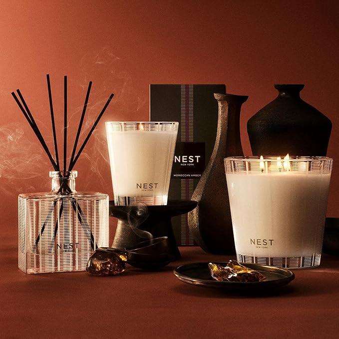 NEST New York Scented Classic Candle, Moroccan Amber - 8.1 oz - Up to 60-Hour Burn Time - Reusable Glass Vessel