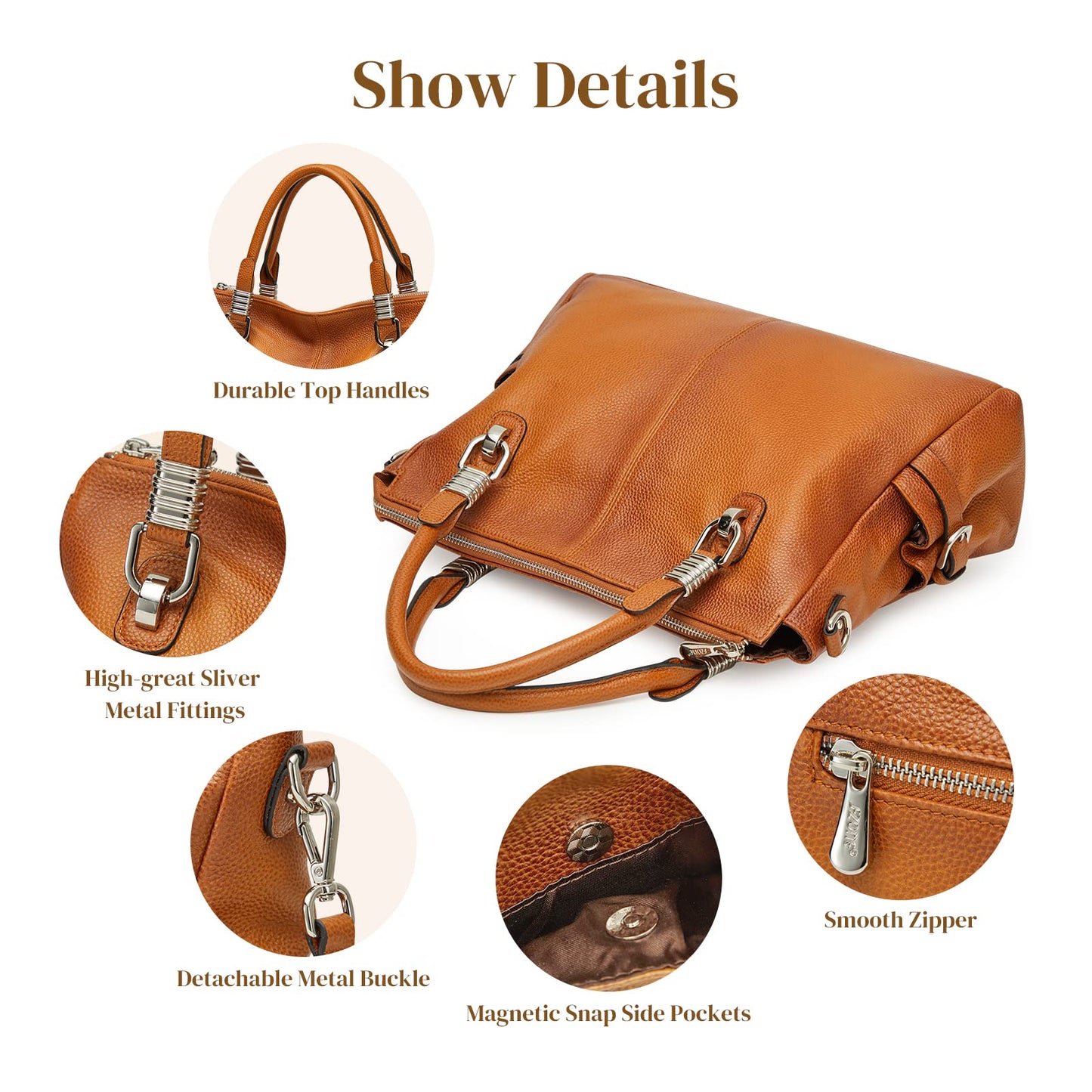 S-ZONE Women Genuine Leather Handbag Shoulder Purse Satchel Tote Crossbody Bag