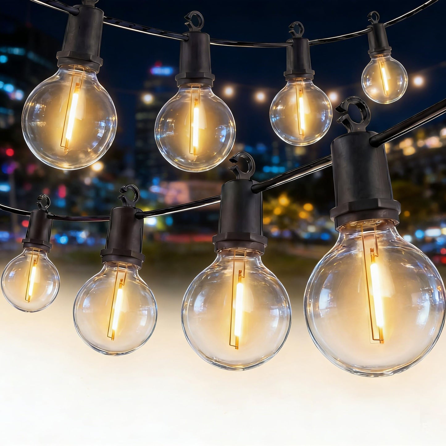Xingzd 25FT LED Outdoor String Lights, 13 G40 Bulbs Shatterproof Patio Lights, IP65 Waterproof Hanging Connectable Warm White Outdoor Lighting for Outside Backyard Balcony Porch Home Decor