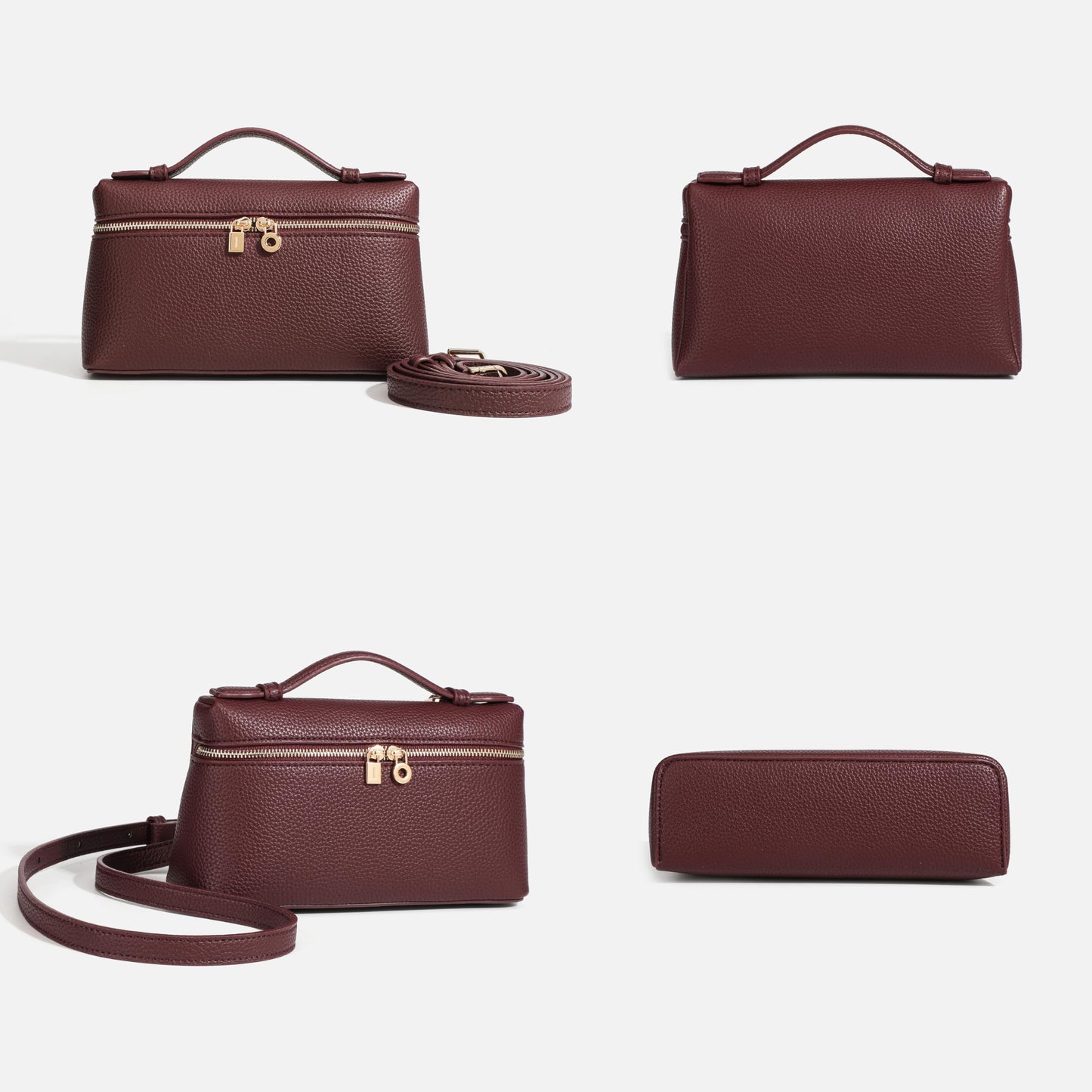 Rejolly Crossbody Bag for Women Small Leather Pouch Purse Top-Handle Trendy Shoulder Handbag Gold Hardware Coffee