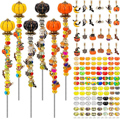 Hysagtek Halloween Fall Decorative Garden Stakes, Set of 6 Fall Metal Yard Stakes with Pumpkins, Happy Halloween Autumn Fall Outdoor Decorations
