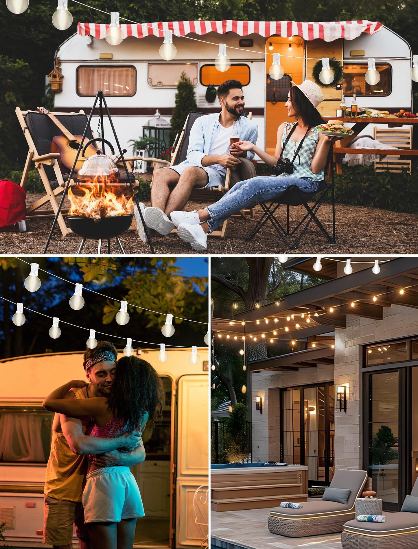 Romasaty 25FT Frosted White Lights G40 Globe Outdoor String Lights Patio Lights with 25 Frosted White Globe Bulbs - White Wire