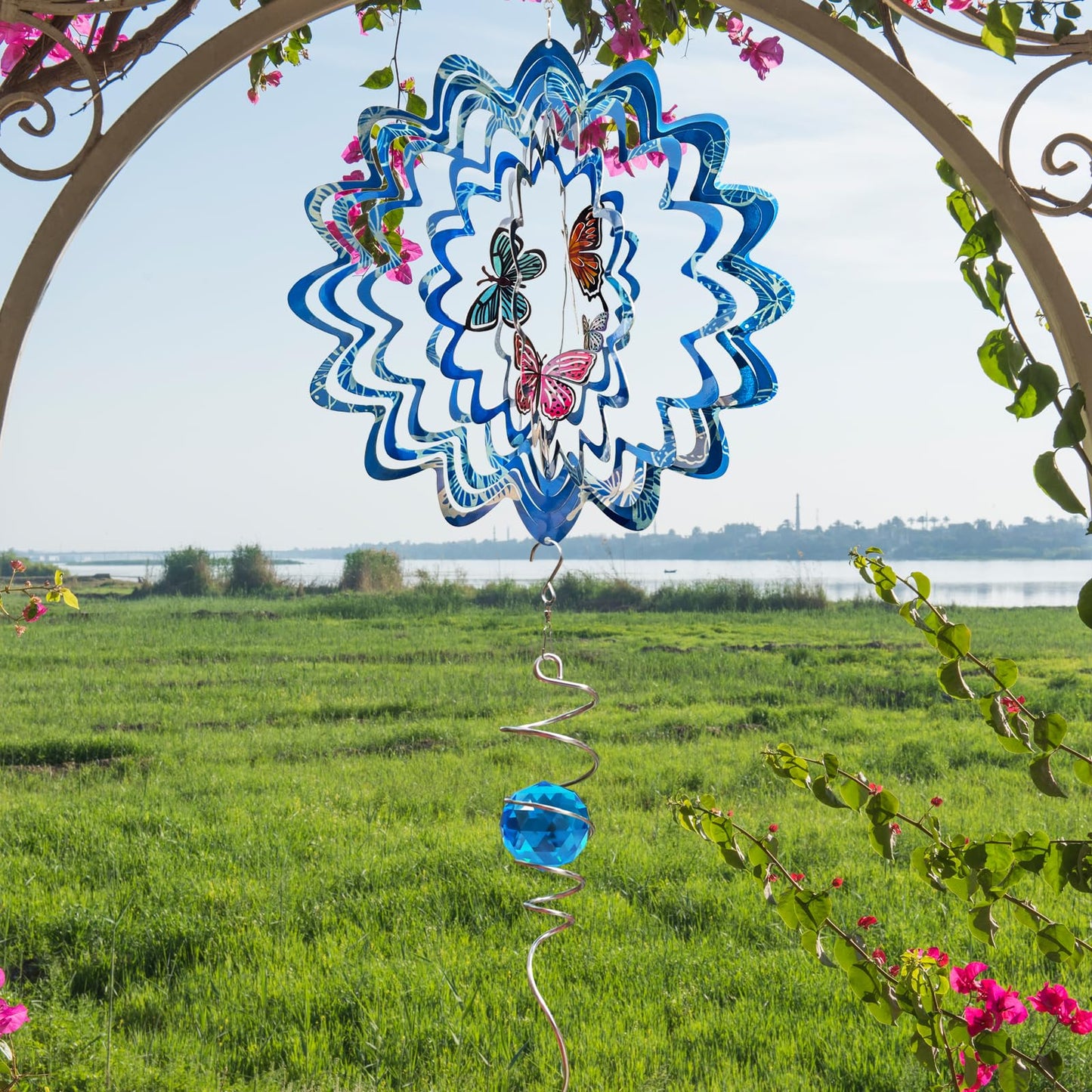 Eiryhope Butterfly Wind Spinner - 12inch Laser-Cut Stainless Steel Wind Spinners | 3D Kinetic Garden Decoration & Yard Art for Outdoor | Butterfly Gifts for Women, Mother, Wife, Grandma & Holidays