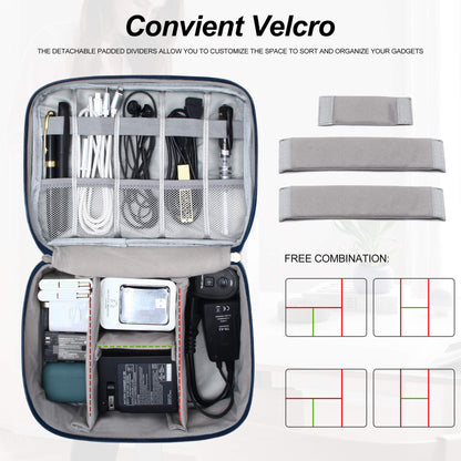 SELLYFELLY Electronic Bag Travel Cable Accessories Bag Waterproof Double Layer Electronics Organizer Portable Storage Case for Cable, Cord, Charger, Phone, Adapter, Power Bank, Kindle, Hard Drives