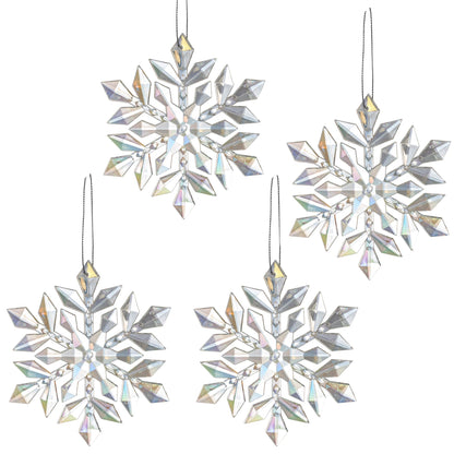 4pcs Hanging Snowfake Decorations Acrylic Snowflakes Ornaments Window Snowflake Plastic Hanging Ornament Christmas Tree Indoor Outdoor Holiday Decor