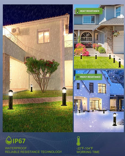 2 Pack Low Voltage Landscape Pathway Lights, 12V LED Bollard Light IP67 Waterproof, Outdoor Driveway Walkway Wired Lights (Included Connector and Stakes) - Yard Garden Lawn,2700K Warm White