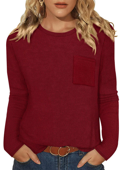 WIHOLL Long Sleeve Shirts for Women Waffle Knit Trendy Fall Fashion 2025 Dressy Casual Blouses Teacher Outfits