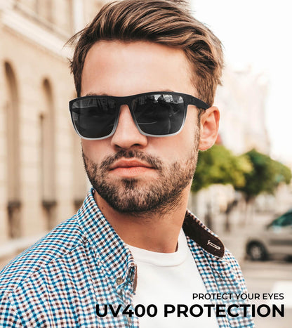 KALIYADI Polarized Sunglasses Men, Lightweight Mens Sunglasses Polarized UV Protection Driving Fishing Golf (Black Clear/Black Green/Black Red)