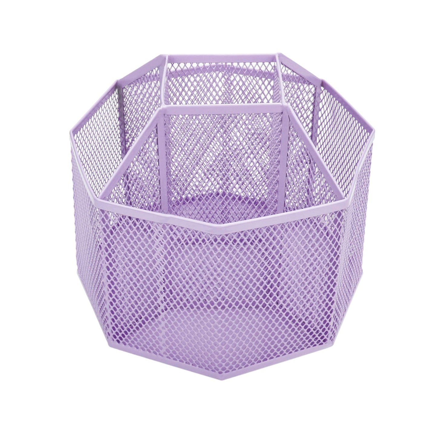 Annova Mesh Desk Organizer Rotate with 5 Compartments Spinning Tidy Candy/Pen Holder Office, Art Supply, Storage, Classroom, Home (Light Purple)