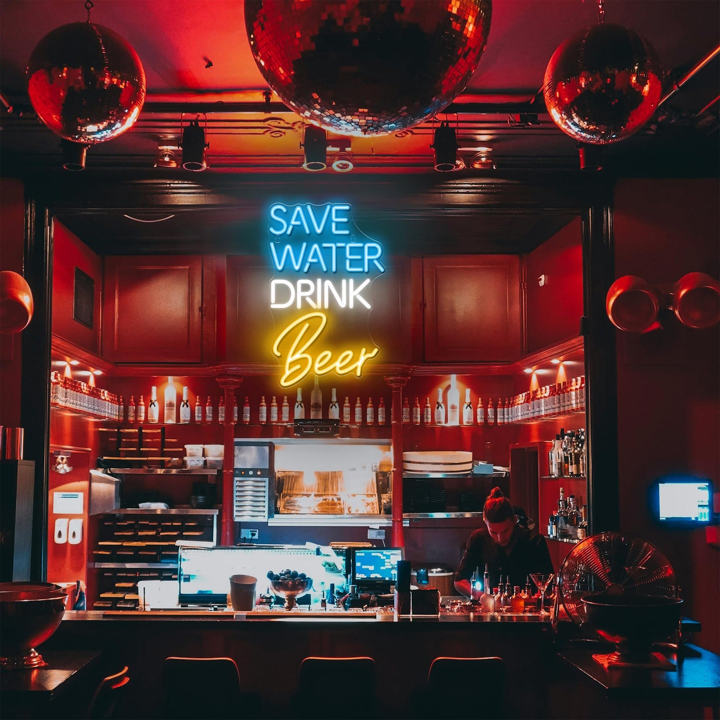 Kavaas Save Water Drink Beer Neon Sign, Neon Beer Signs for Man Cave, Home Bar, Pub, Wall Decor - Best Gifts for Beer Lovers, Birthday, Christmas